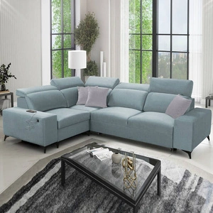 Ecksofa mit Schlaffunktion Kelly Sleek II arctic blue links elegantes Ecksofa für Wohnzimmer aus Webstoff