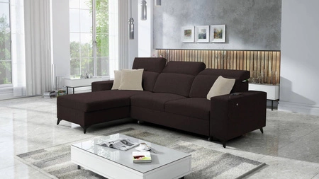 Ecksofa mit Schlaffunktion Kelly Sleek braun linke Seite geflochten bequem und funktional Ecksofa Bett für Wohnzimmer