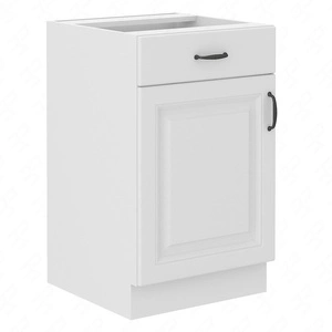 Stehender Küchenschrank mit Schublade und Regal Snow 50 D 1F 1S BB schrankfest gegen Dampf hohe Temperaturen und verschüttete Flüssigkeiten