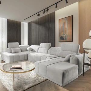 Ecksofa mit Schlaffunktion Cetara VI Esche grau rechtshändig Komfortables und stilvolles Ecksofa mit verschiebbaren Rückenlehnen