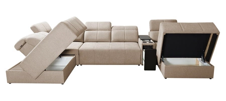 Ecksofa mit Schlaffunktion Tesalia V honey rechts komfortables Ecksofa mit Schublade und Schiebefunktion im Rücken