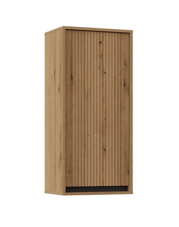 Osaka Wandschrank Eiche evoke / schwarz minimalistisches Design akzentuiert durch trendige Farben hohe Metallbeine schwarz geschmackvoll geriffelte Front