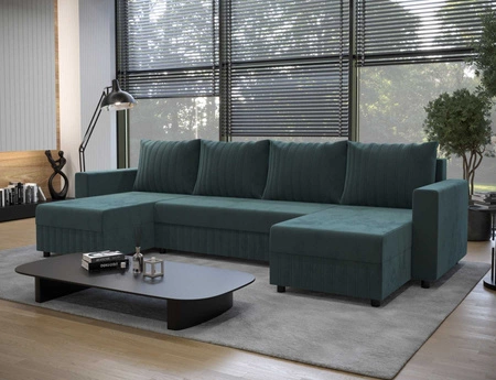 Ecksofa mit Schlaffunktion Pasco U grün klassisches Design geschmackvoller Körper mit garantierter Funktionalität und Komfort weicher Stoff