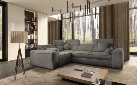 Ecksofa mit Schlaffunktion Viano II grau links Design Ecksofa perfekt geeignet für moderne Wohnlandschaften