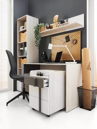 Schubladenschrank Remona Eiche wilton weiß / weiß / anthrazit vielseitiger und praktischer Rollcontainer für das Büro