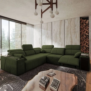 Ecksofa mit Schlaffunktion Tesalia III Lux grün rechts Komfort-Ecksofa mit ausziehbarem Fußteil Schiebefunktion der Rückenlehne