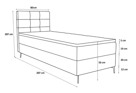 Boxspringbett Irvine 80x200 rosa stilvolles Bett mit Bettzeugablage und hohem Kopfteil besticht durch sein elegantes Design