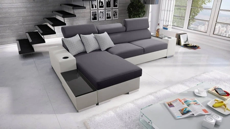 Ecksofa mit Schlaffunktion Provo graphit / weiß linkes Ecksofa mit Bettkasten und Funktionserweiterung