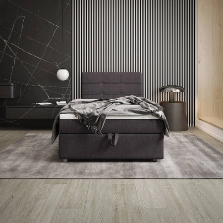 Boxspringbett Fresno 90x200 graphit im modernen skandinavischen Stil mit gepolstertem Kopfteil Bett mit Staukasten