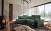 Ecksofa mit Schlaffunktion Tesalia VII mint links modernes Design komfortable Schiebelehne Schublade in der Seite des Möbels