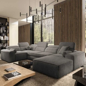 Ecksofa mit Schlaffunktion Viano IV grau rechtshändiges Designer-Ecksofa ideal geeignet für moderne Wohnlandschaften