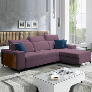 Ecksofa mit Schlaffunktion Kelly heather rechts Samt Komfort und Funktionalität Ecksofa mit Lamellen