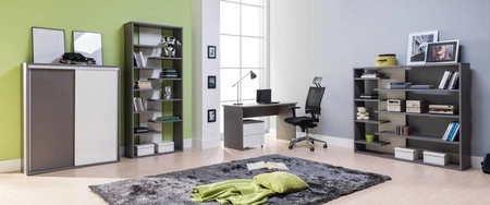 Bücherregal Yugo 120cm in Esche/weiß glänzend moderne und funktionelle Möbel für das Wohnzimmer, Jugendzimmer oder Büro