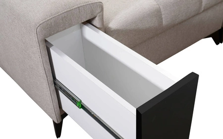 Ecksofa mit Schlaffunktion Bolmso IX graphit rechte Seite bequemes Ecksofa für Wohnzimmer mit Schublade Bettzeug Container stilvolles Design