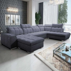Ecksofa mit Schlaffunktion Luigi VI graphit links stilvolles Ecksofa mit Bettkästen, bezogen mit weichem Stoff