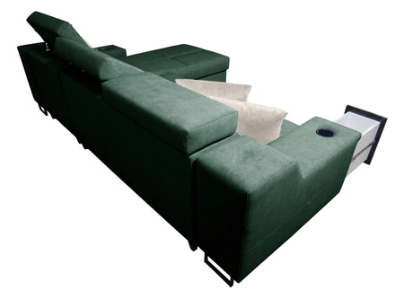 Ecksofa mit Schlaffunktion Alcamo schwarz/weiß rechts elegantes Ecksofa mit einer ausziehbaren praktischen Schublade an der Seite des Möbels