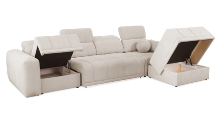 Ecksofa mit Schlaffunktion Cetara XII beige rechte Seite stilvolles Design bequeme Schiebelehnen zwei Bettkästen