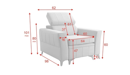 Rava Sessel gelb Praktischer und bequemer Sessel für das Wohnzimmer mit verstellbarer Kopfstütze und weicher Samtstoffablage