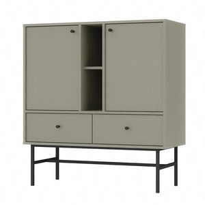 Kommode Kioto III 100 cm Eukalyptus modernes Design Metallrahmen schwarz Original Design Kommode