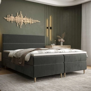 Boxspringbett Bing 180x200 graphit im modernen skandinavischen Stil mit markantem Kopfteil