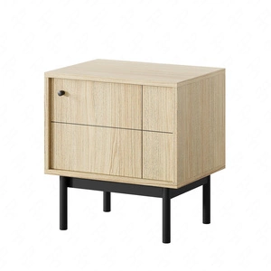 Modesta Eiche linea Nachttisch ideal für ein Schlafzimmer-Set auf hohen Holzbeinen trendigen Farben