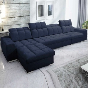 Ecksofa mit Schlaffunktion Luigi XII marineblau linke stilvolles Ecksofa für das Wohnzimmer in einer minimalistischen und eleganten Ausführung