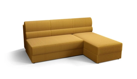 Ecksofa mit Schlaffunktion Fogu Honig-Gelb rechte Seite stilvolles Ecksofa mit einfachem Design mit Cord-Stoff Bettzeug-Container bedeckt