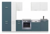 Toni 300 cm weiß/marinefarbenes Küchenset mit Arbeitsplatte sieht in modernen Innenräumen großartig aus