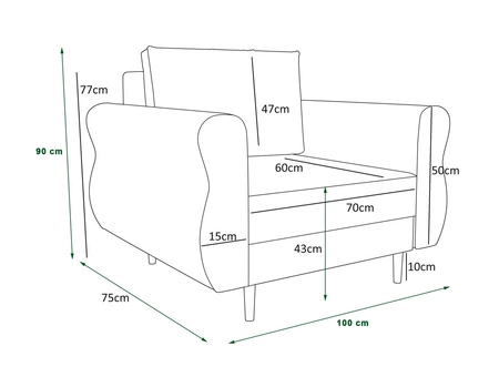 Wilkins Sessel schwarz eleganter Sessel für das Wohnzimmer mit einem geräumigen und weichen Sitz Holzbeine hinzufügen visuelle Leichtigkeit