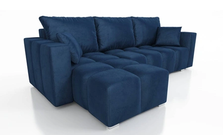 Ecksofa mit Schlaffunktion Linco dunkelblau universal Ecksofa mit modernem Design aus weichem Plüschstoff