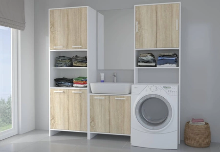 Badezimmersockel Mela 60 cm weiß / Eiche sonoma breit Badezimmersockel resistent gegen schädliche äußere Einflüsse