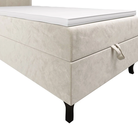 Boxspringbett Melba 120x200 beige Bett im modernen skandinavischen Stil mit gepolstertem Kopfteil Bett mit Staukasten