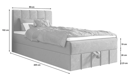 Boxspringbett Casey 90x200 blau Bett im modernen skandinavischen Stil mit gepolstertem Kopfteil Bett mit Staukasten