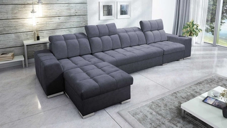 Ecksofa mit Schlaffunktion Luigi XII graphit linke Seite stilvolles Ecksofa für das Wohnzimmer in einer minimalistischen und eleganten Ausführung