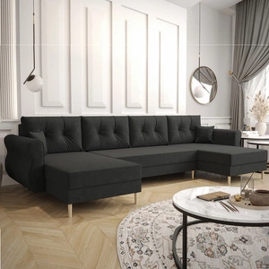 Ecksofa mit Schlaffunktion Wilkins U graphit komfortables Ecksofa weicher Stoff modernes Design passend zu jeder Einrichtung