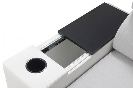 Ecksofa mit Schlaffunktion Provo marineblau/weiß rechtes Ecksofa mit Bettzeugcontainer und Funktionserweiterung