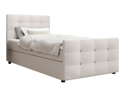 Boxspringbett Kansas 120x200 beige Bett im modernen skandinavischen Stil mit gepolstertem Kopf- und Fußteil