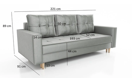 Sofa Vaso Flasche grün bequemes Sofa für Wohnzimmer skandinavischen Stil hölzerne hohe Beine Bettwäsche Container