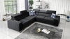 Ecksofa mit Schlaffunktion Hampton III schwarz links bequemes Ecksofa aus glattem und weichem Samtstoff