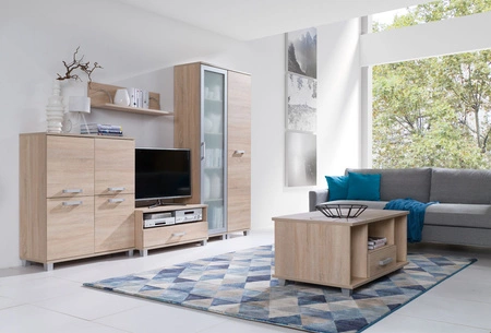 Couchtisch Maximus 100 cm Eiche sonoma helles modernes Möbeldesign Tischkanten mit speziellem ABS-Furnier bearbeitet