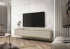TV-Lowboard Luxury 175 cm Beige Stilvolle geriffelte Front Korpus verziert mit einer goldenen Leiste begeistert Liebhaber eleganter Arrangements
