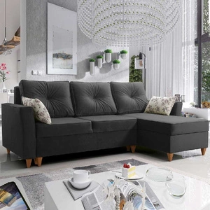 Ecksofa mit Schlaffunktion Topeka graphit rechts stilvolles und modernes Design, das sich in jede Einrichtung einfügt