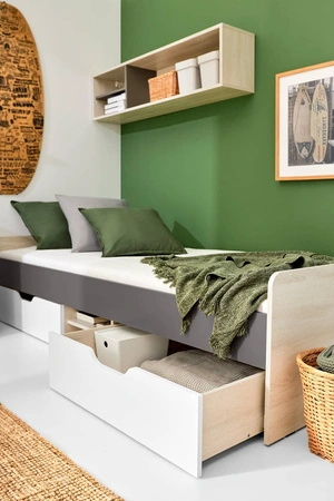 Regal Remona 120 cm Eiche wilton weiß / anthrazit moderne und praktische Funktionsmöbel für das Jugendzimmer