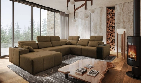 Ecksofa mit Schlaffunktion Tesalia VIII braun links komfortables Ecksofa für das Wohnzimmer mit innovativer Schiebefunktion der Rückenlehne