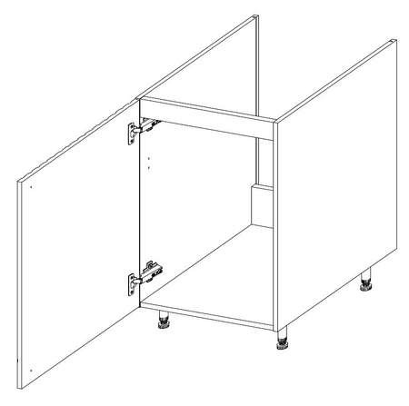 Verdi Spülenschrank 50 ZL 1F BB feuchtigkeits- und beschädigungsbeständiger Schrank schwarze Metallgriffe