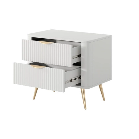 Lante Nachttisch weiß stilvollen Schrank mit Schubladen ideal für Schlafzimmer in Glamour und skandinavischen Stil ursprüngliche Form der festen