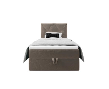 Boxspringbett Arvada 120x200 hellbraun im modernen skandinavischen Stil mit gepolstertem Kopfteil Bett mit Staukasten