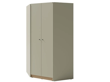 Eckschrank Olivio 145 cm Eukalyptus/Baltikeiche dune modernes Design ABS-Finish und schwarze Griffe