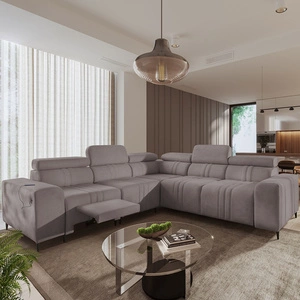 Ecksofa mit Schlaffunktion Castel III Lux grau braun linke Ecke äußerst bequemes Ecksofa für das Wohnzimmer mit ausziehbarem Fußteil