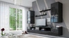 Parga schwarz / schwarz glänzend universelle Schrankwand für das Wohnzimmer mit einem leichten Design wird perfekt in jedes Interieur passen